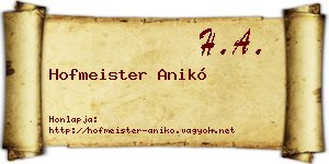 Hofmeister Anikó névjegykártya