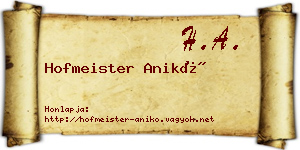 Hofmeister Anikó névjegykártya